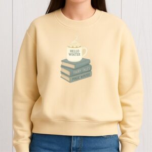 Book Lover Winter Sweatshirt | Cozy Reading Coffee Pullover | Fairy Tale Winter Graphic Crewneck