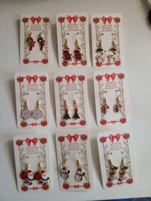 Christmas Earrings, stocking fillers Gingerbread Santa Candy Cane Reindeer |