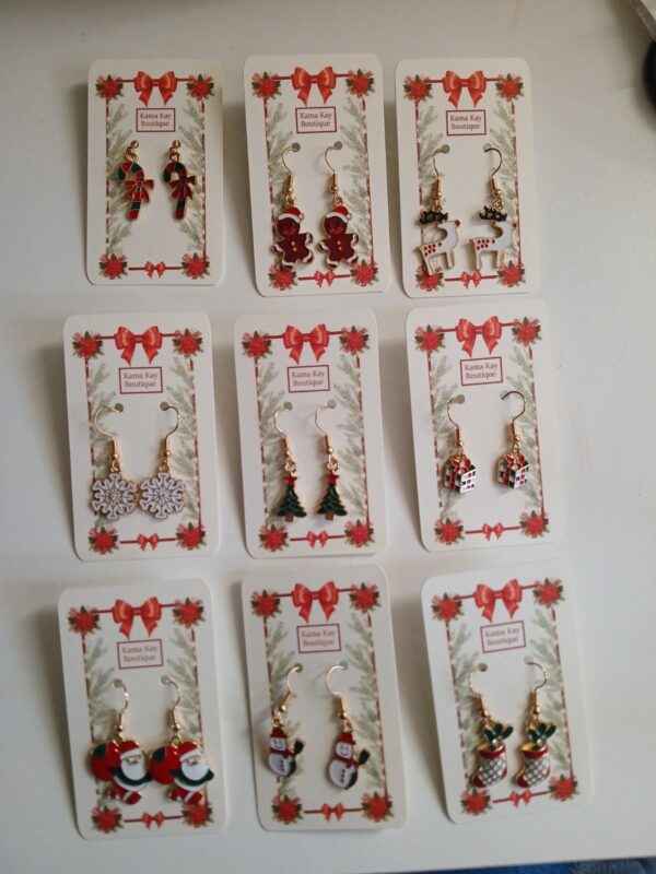 s-l1600.jpg Christmas Earrings, stocking fillers Gingerbread Santa Candy Cane Reindeer |