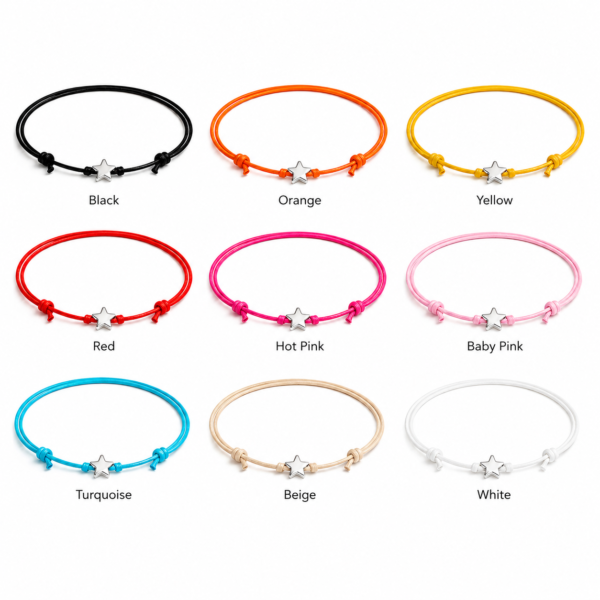 s-l1600-96.png Adjustable Cotton Cord Anklet Silver Star Boho Minimalist Friendship Anklet