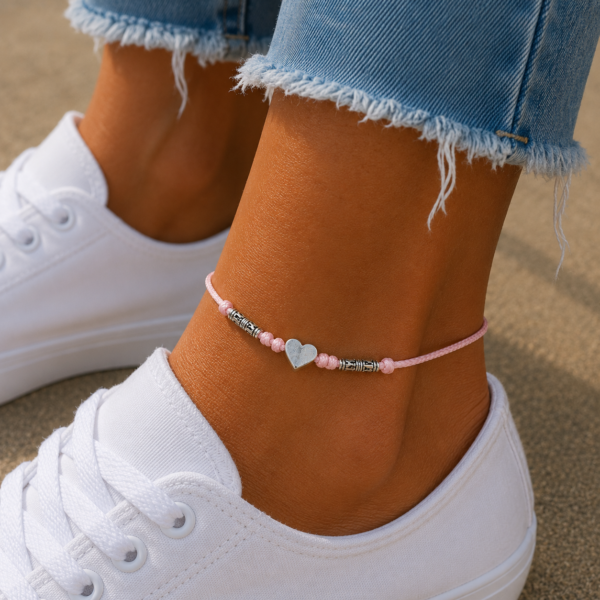 s-l1600-3.png Adjustable Cotton Cord Anklet Silver heart Charm